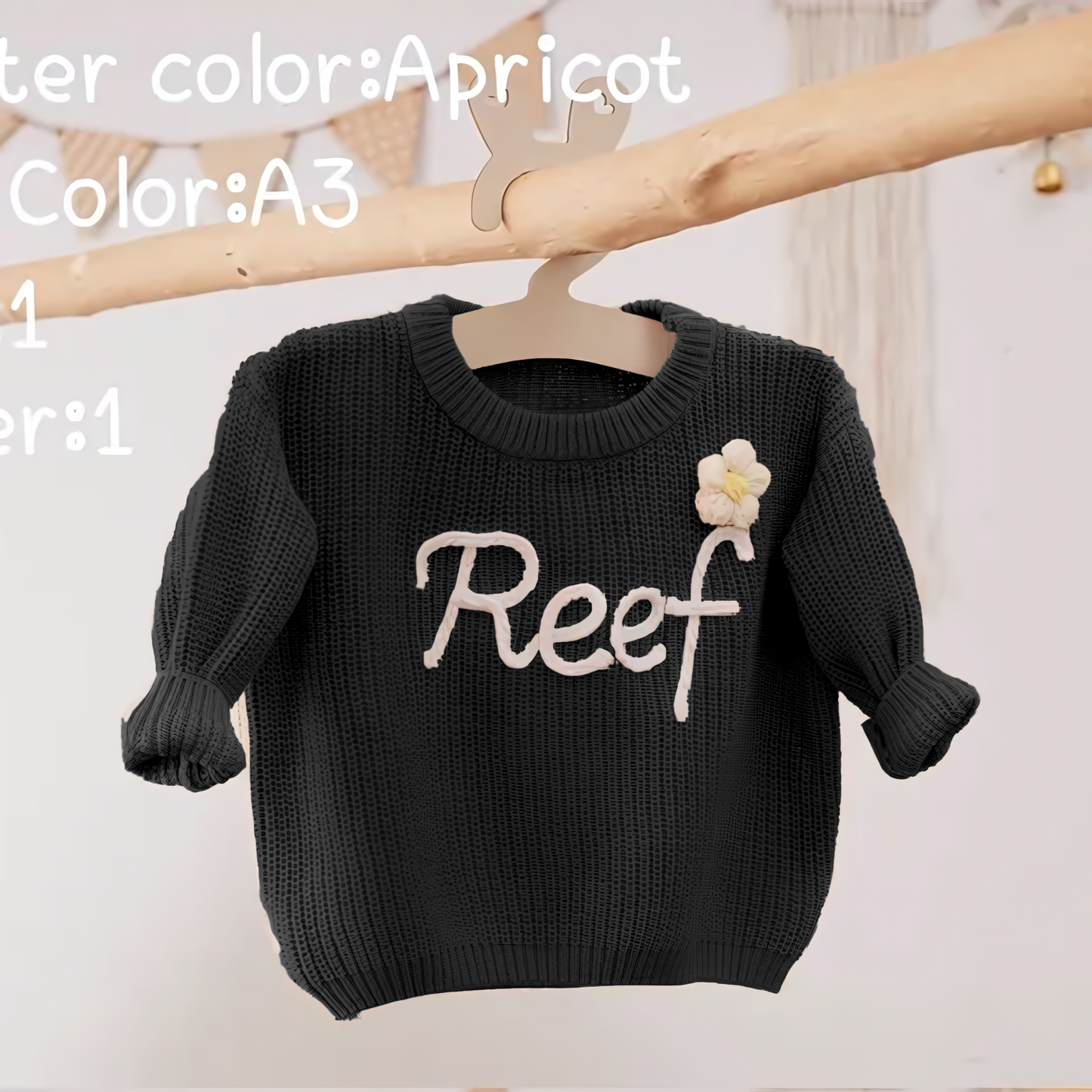 Cotton Hand embroidered Name Baby Sweater