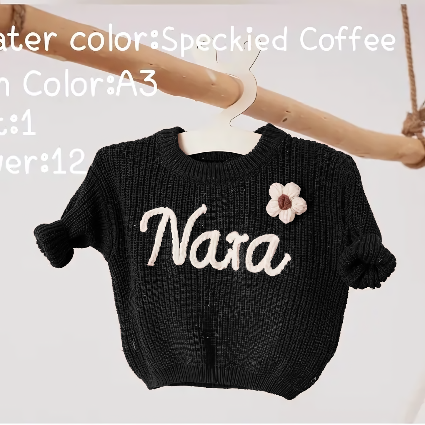Cotton Hand embroidered Name Baby Sweater