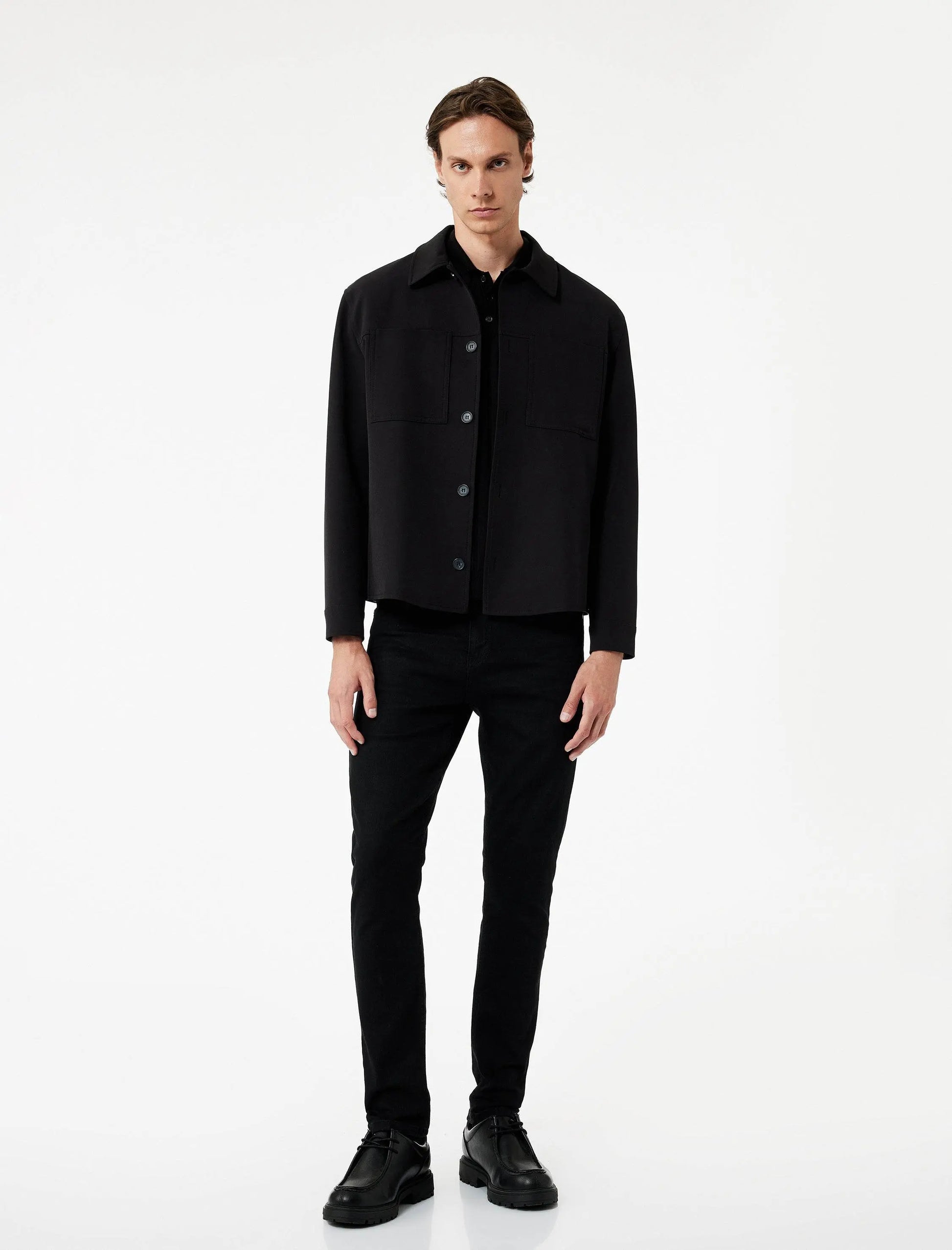 Black Cotton Stretch Slim Fit Brad Denim Pant - IVORYNN