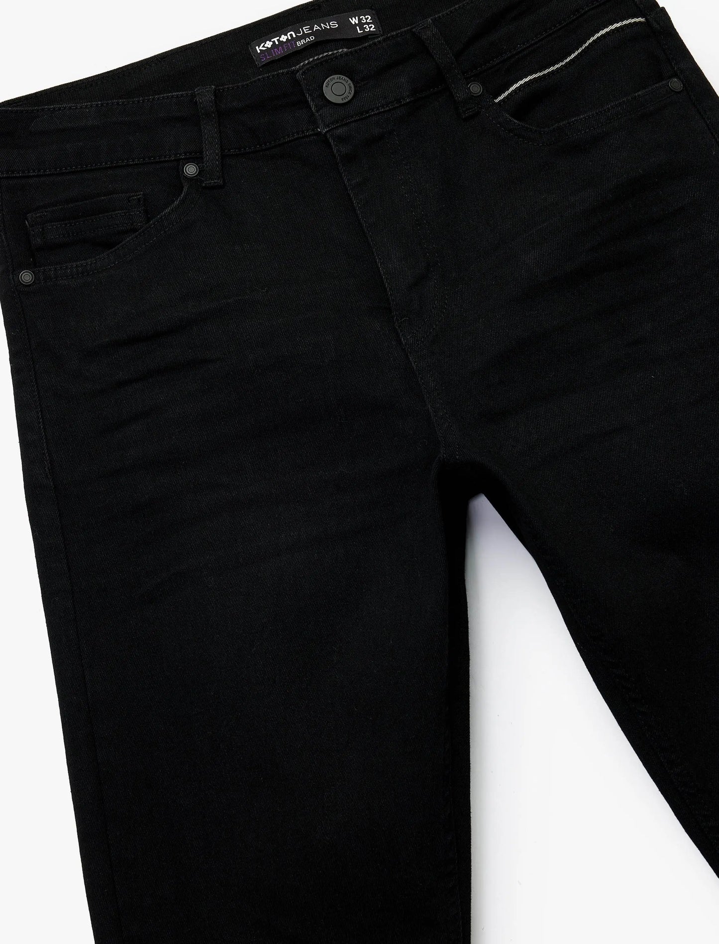 Black Cotton Stretch Slim Fit Brad Denim Pant - IVORYNN