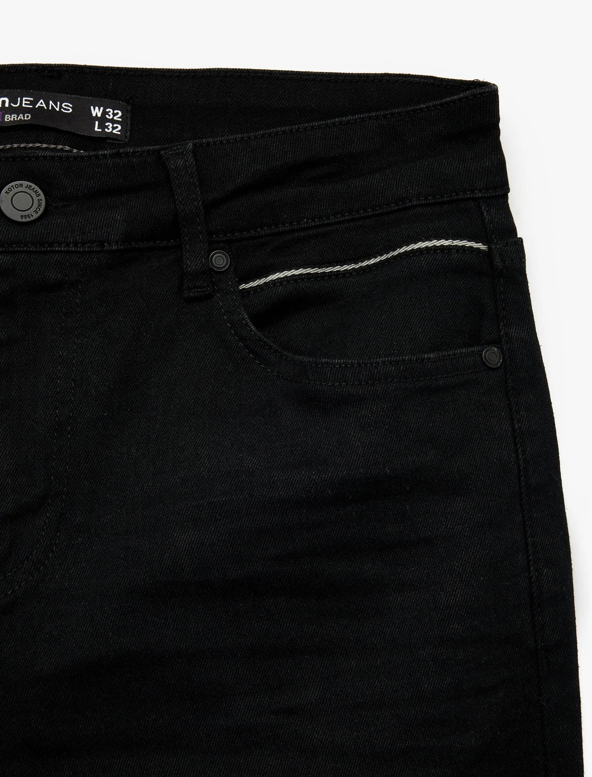 Black Cotton Stretch Slim Fit Brad Denim Pant - IVORYNN