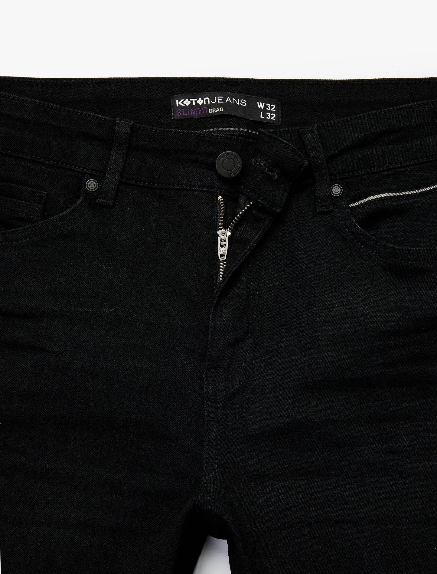 Black Cotton Stretch Slim Fit Brad Denim Pant - IVORYNN