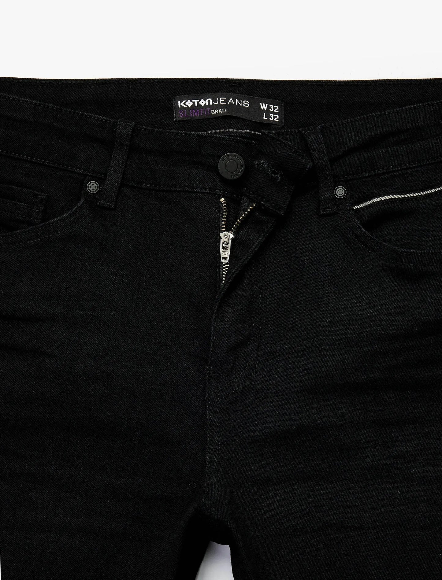 Black Cotton Stretch Slim Fit Brad Denim Pant - IVORYNN