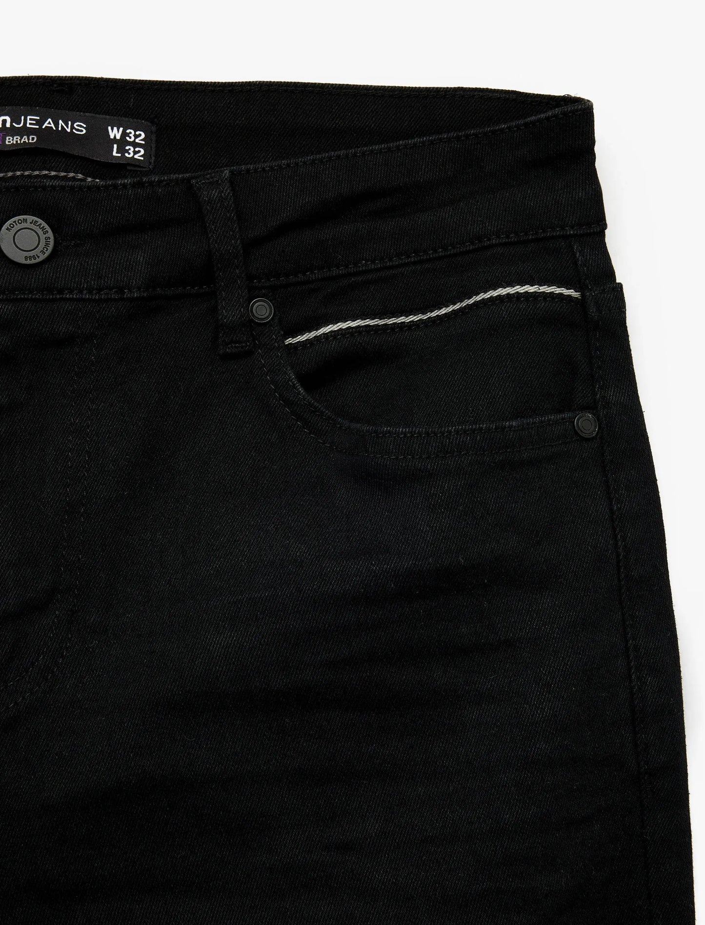 Black Cotton Stretch Slim Fit Brad Denim Pant - IVORYNN