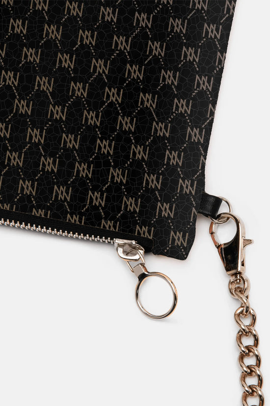 Black Nappa Leather Gold Chain NN Crossbody Bag - IVORYNN