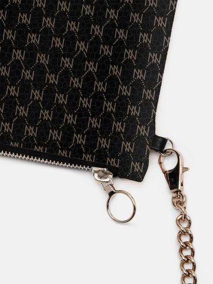 Black Nappa Leather Gold Chain NN Crossbody Bag - IVORYNN