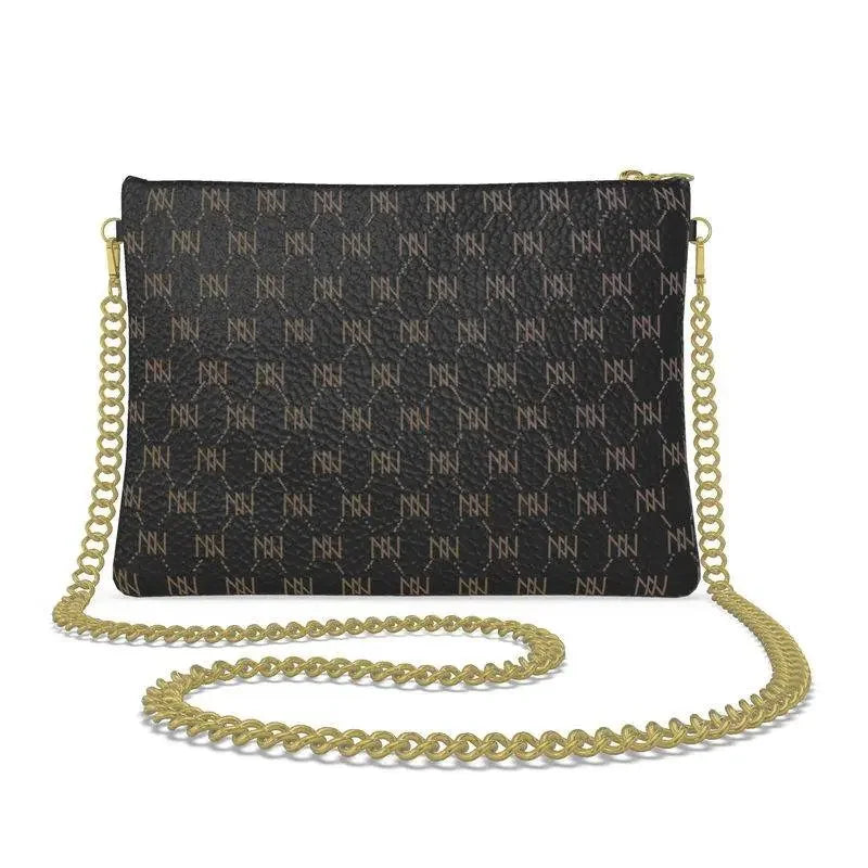 Black Nappa Leather Gold Chain NN Crossbody Bag - IVORYNN
