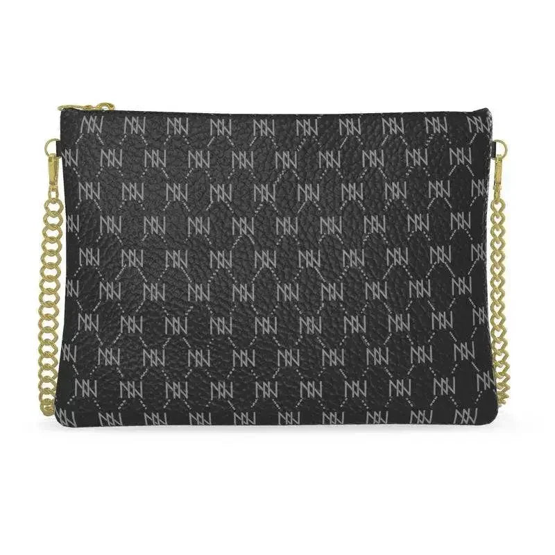 Black Nappa Leather Gold Chain NN Crossbody Bag - IVORYNN