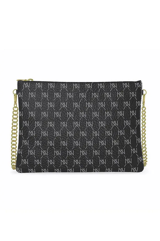 Black Nappa Leather Gold Chain NN Crossbody Bag - IVORYNN
