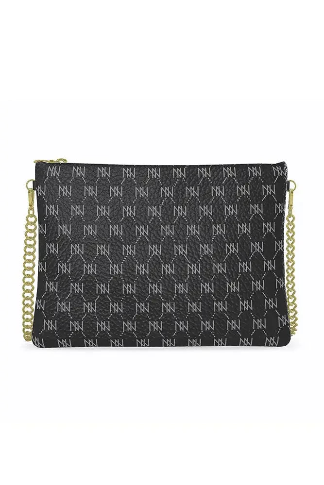 Black Nappa Leather Gold Chain NN Crossbody Bag - IVORYNN