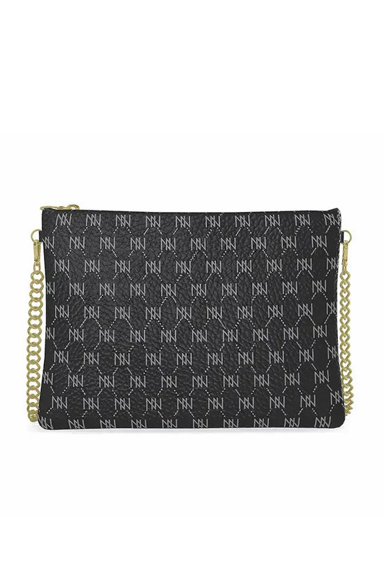 Black Nappa Leather Gold Chain NN Crossbody Bag - IVORYNN
