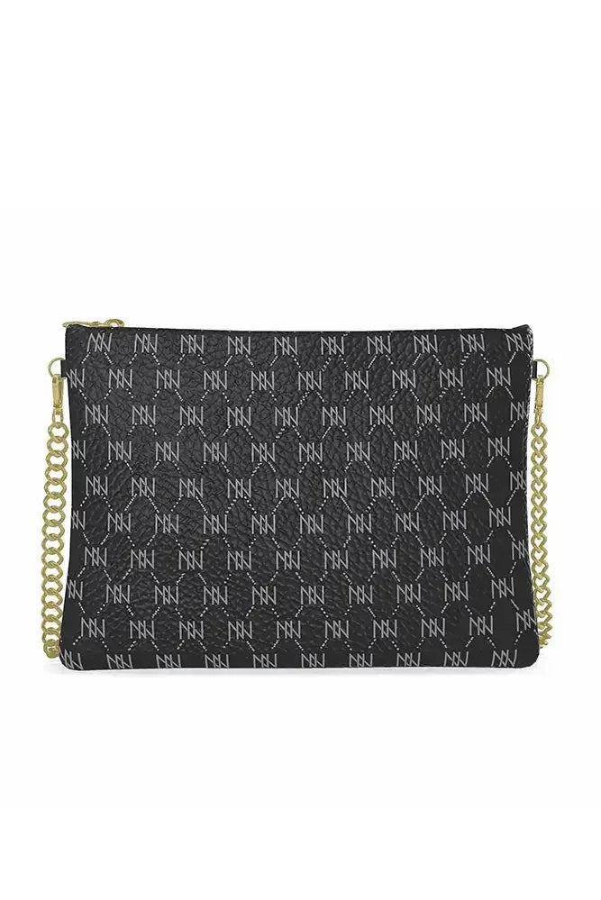 Black Nappa Leather Gold Chain NN Crossbody Bag - IVORYNN