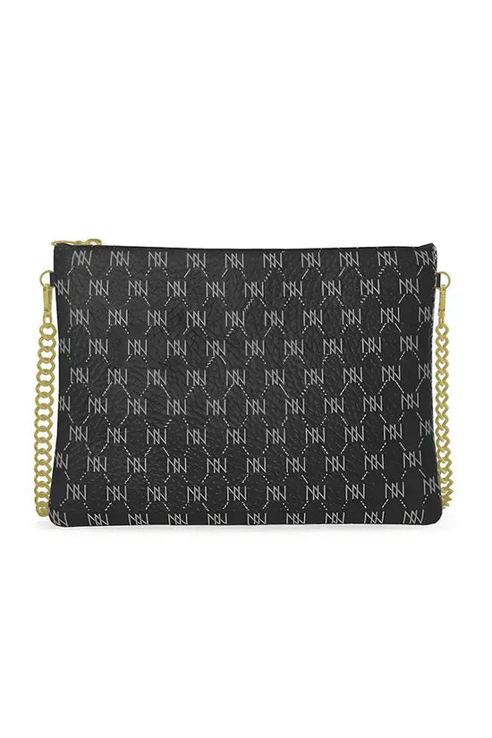 Black Nappa Leather Gold Chain NN Crossbody Bag - IVORYNN