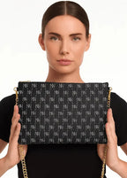 Black Nappa Leather Gold Chain NN Crossbody Bag - IVORYNN