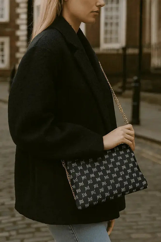 Black Nappa Leather Gold Chain NN Crossbody Bag - IVORYNN