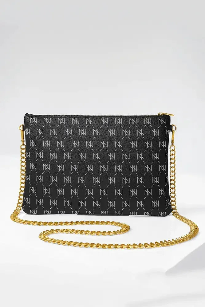 Black Nappa Leather Gold Chain NN Crossbody Bag - IVORYNN