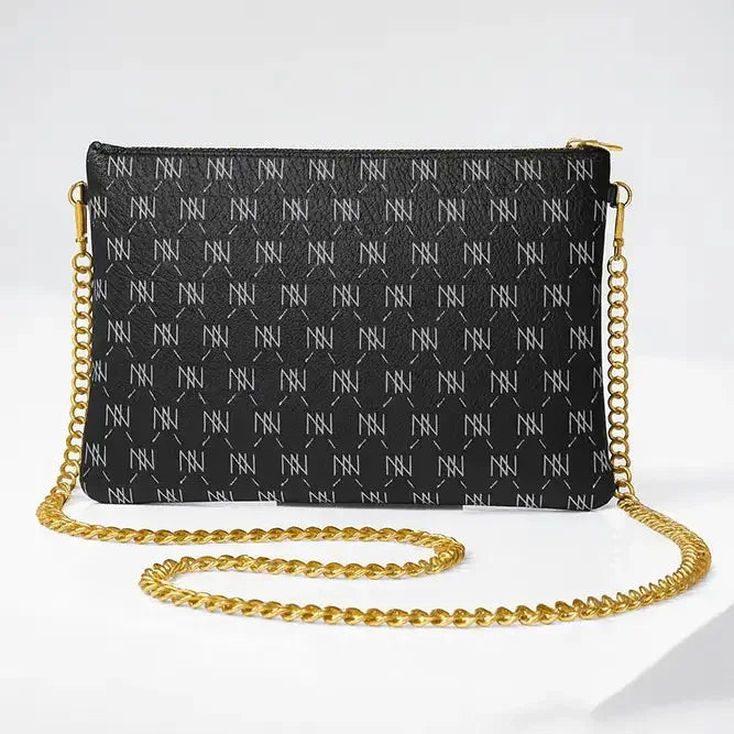 Black Nappa Leather Gold Chain NN Crossbody Bag - IVORYNN