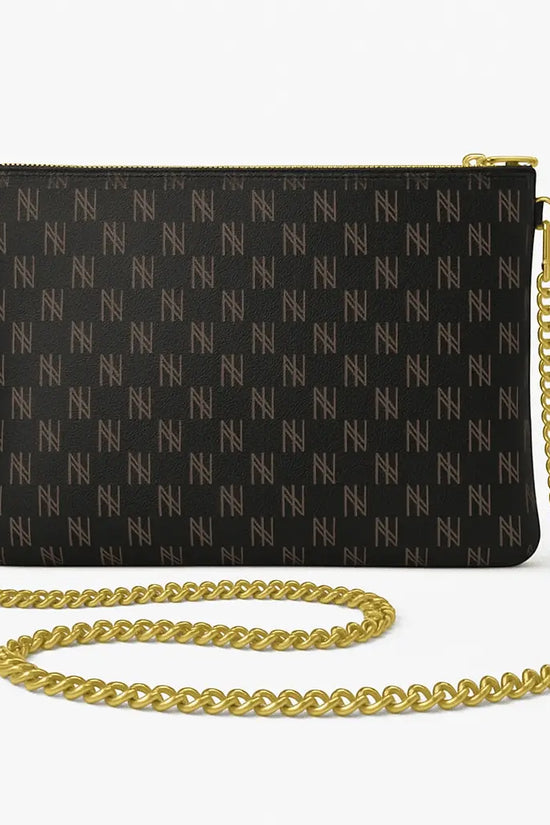 Black Nappa Leather Gold Chain NN Crossbody Bag - IVORYNN