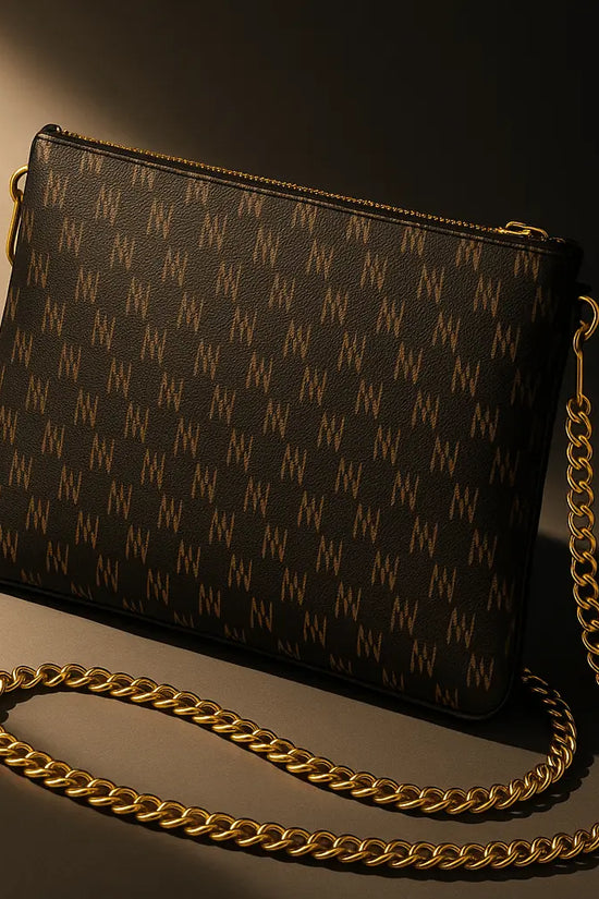 Black Nappa Leather Gold Chain NN Crossbody Bag - IVORYNN