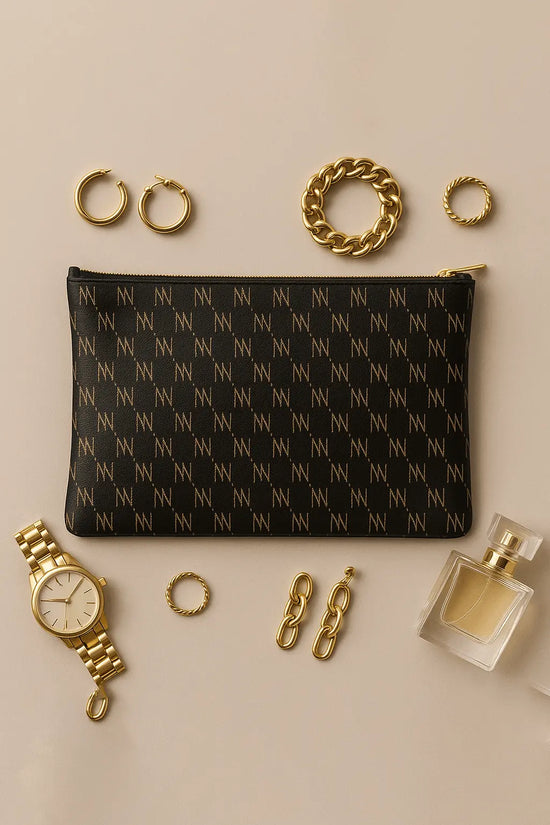 Black Nappa Leather NN Leather Clutch - IVORYNN