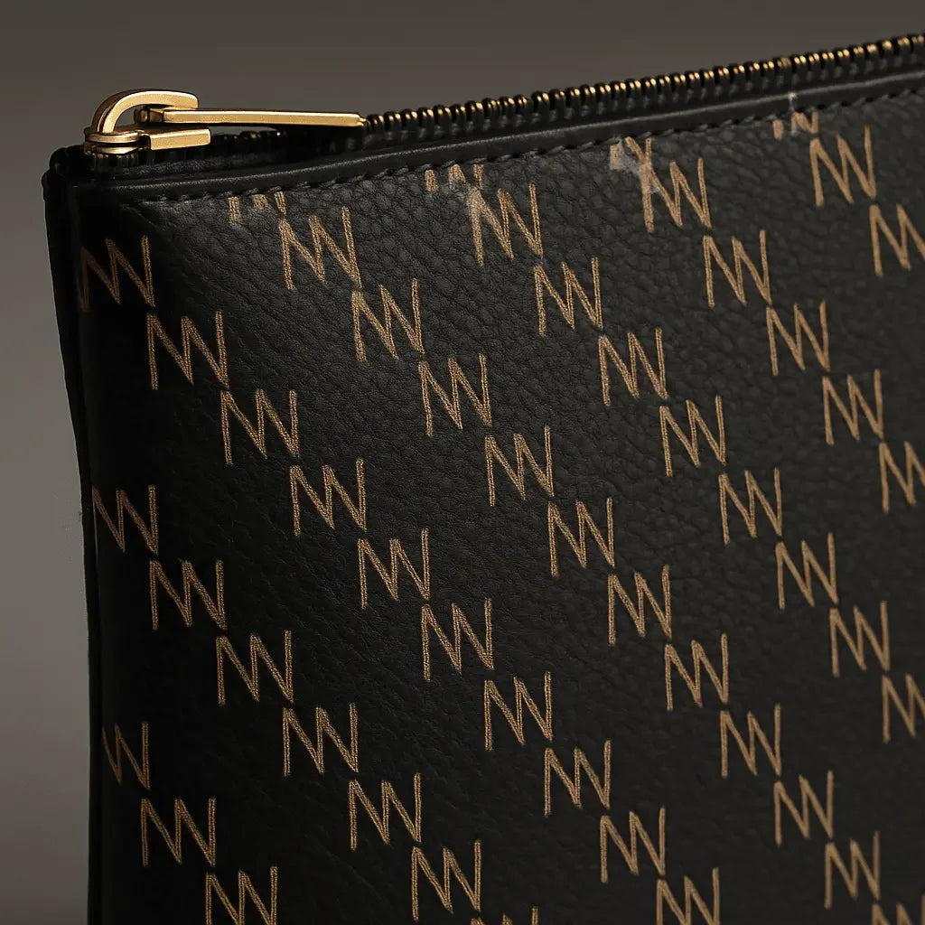 Black Nappa Leather NN Leather Clutch - IVORYNN