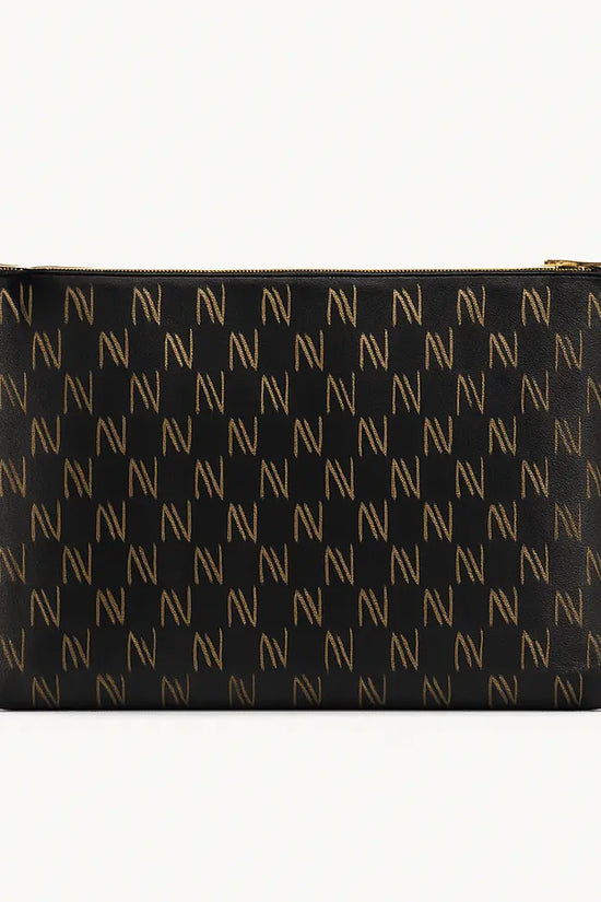 Black Nappa Leather NN Leather Clutch - IVORYNN