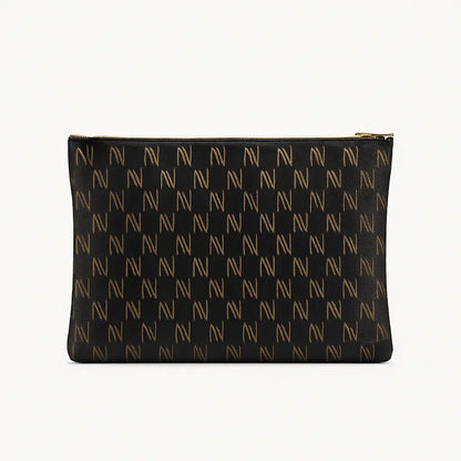 Black Nappa Leather NN Leather Clutch - IVORYNN