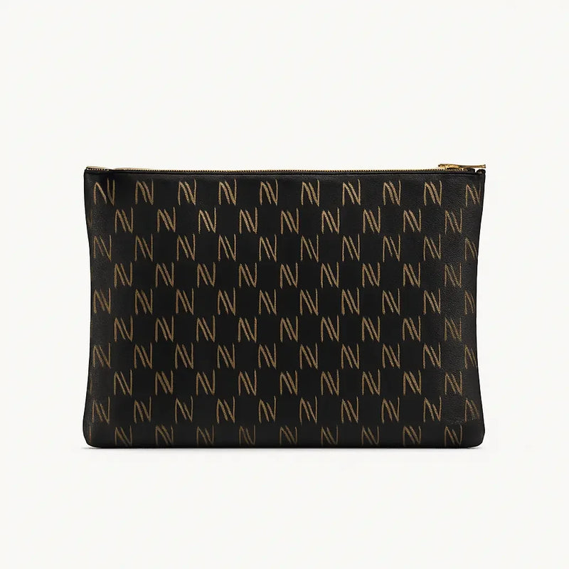 Black Nappa Leather NN Leather Clutch - IVORYNN