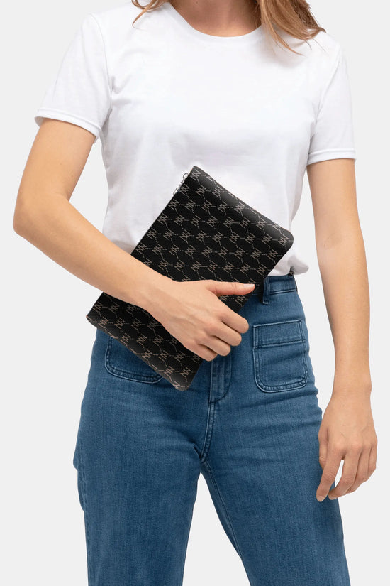 Black Nappa Leather NN Leather Clutch - IVORYNN
