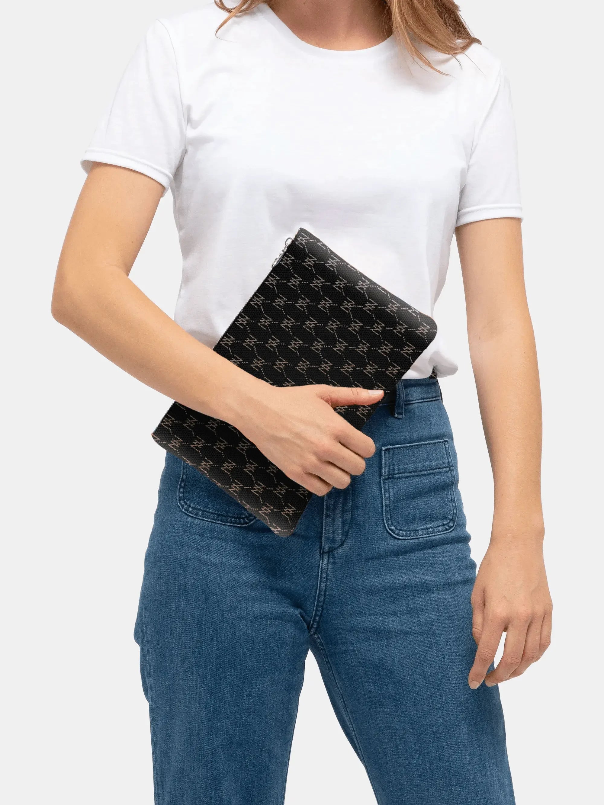 Black Nappa Leather NN Leather Clutch - IVORYNN