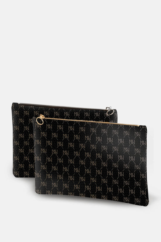 Black Nappa Leather NN Leather Clutch - IVORYNN