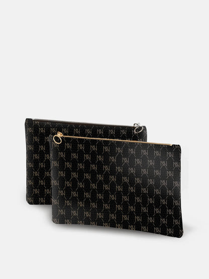 Black Nappa Leather NN Leather Clutch - IVORYNN