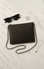 Black Nappa Leather Silver Chain NN Crossbody Bag - IVORYNN