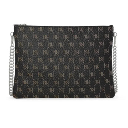 Black Nappa Leather Silver Chain NN Crossbody Bag - IVORYNN