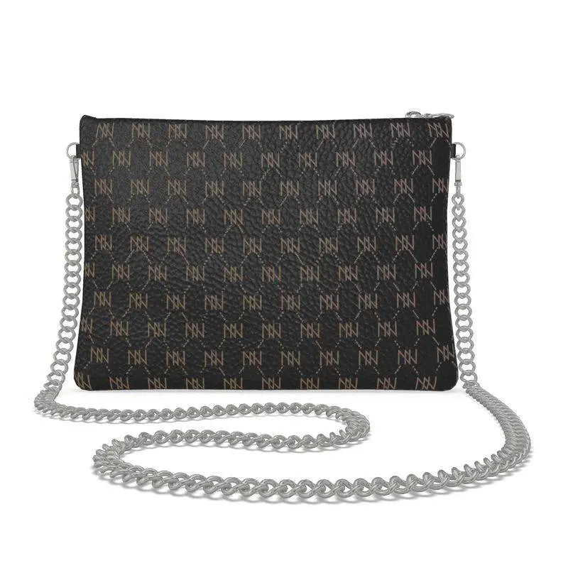 Black Nappa Leather Silver Chain NN Crossbody Bag - IVORYNN