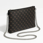 Black Nappa Leather Silver Chain NN Crossbody Bag - IVORYNN