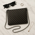 Black Nappa Leather Silver Chain NN Crossbody Bag - IVORYNN