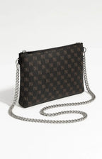 Black Nappa Leather Silver Chain NN Crossbody Bag - IVORYNN