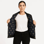 Black Navy Reversible Silk Bomber Jacket - IVORYNN
