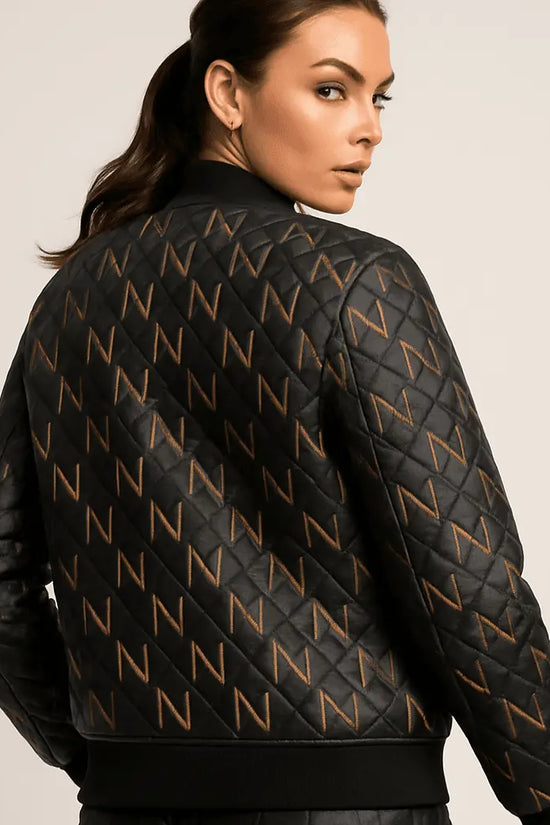 Black Navy Reversible Silk Bomber Jacket - IVORYNN