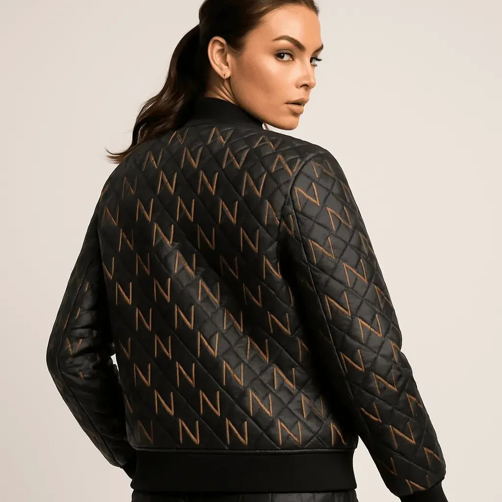 Black Navy Reversible Silk Bomber Jacket - IVORYNN