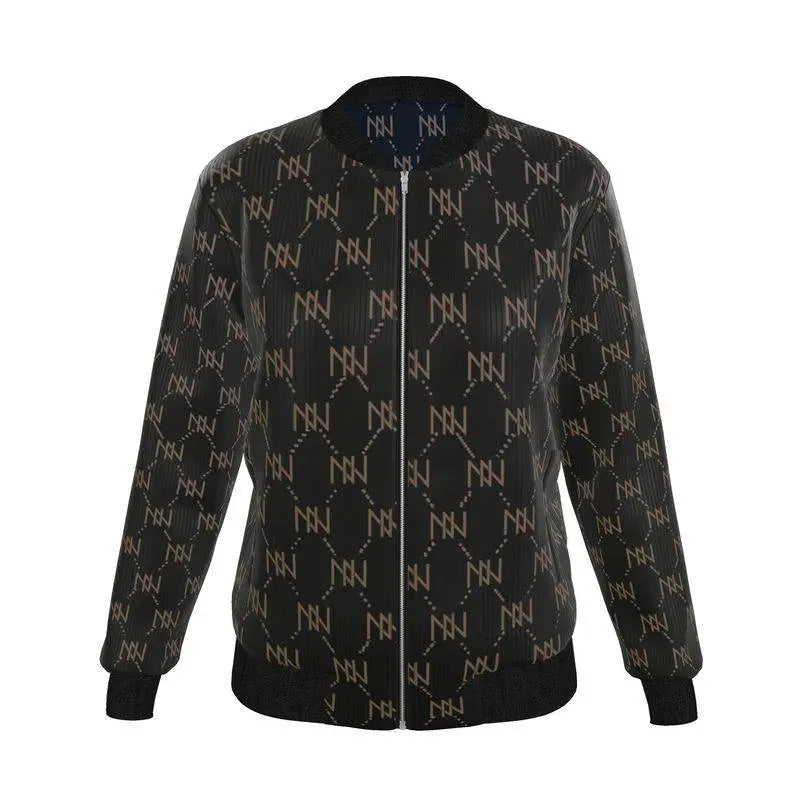 Black Navy Reversible Silk Bomber Jacket - IVORYNN