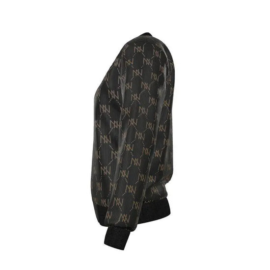 Black Navy Reversible Silk Bomber Jacket - IVORYNN