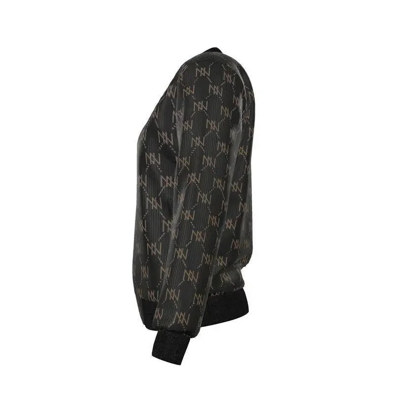 Black Navy Reversible Silk Bomber Jacket - IVORYNN