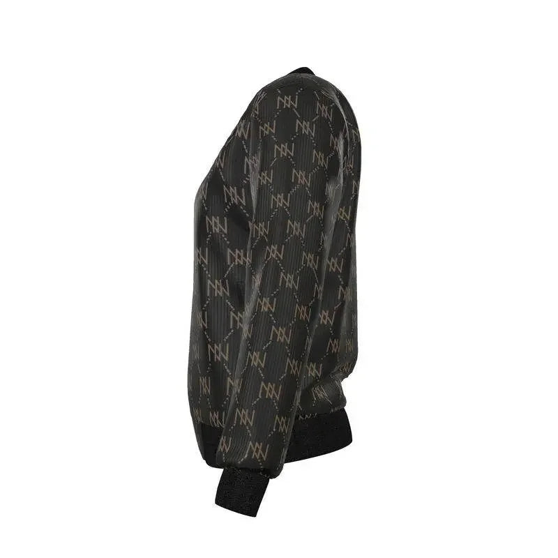 Black Navy Reversible Silk Bomber Jacket - IVORYNN