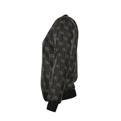 Black Navy Reversible Silk Bomber Jacket - IVORYNN