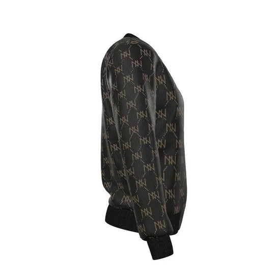 Black Navy Reversible Silk Bomber Jacket - IVORYNN