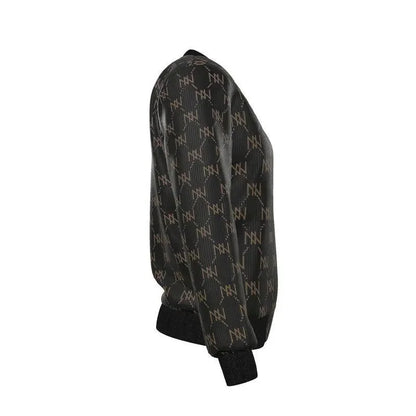 Black Navy Reversible Silk Bomber Jacket - IVORYNN