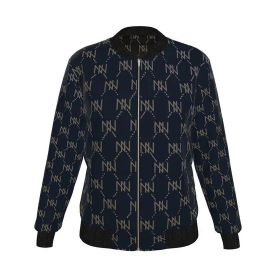 Black Navy Reversible Silk Bomber Jacket - IVORYNN