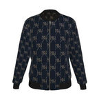 Black Navy Reversible Silk Bomber Jacket - IVORYNN